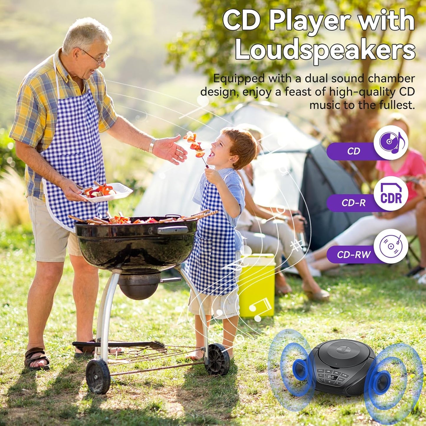 Gueray CD Player Portable Boombox: Home Audio CD Players with Speakers FM Radio AUX Input Support Headphones Playlist Mode PROG Playback for Outdoor Indoor Audiobooks