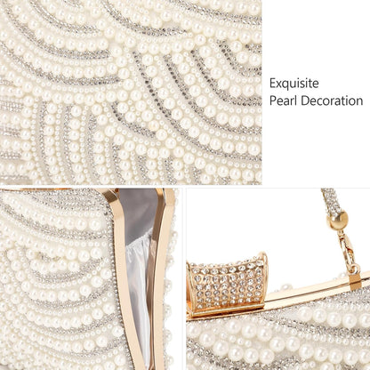 Women's Evening Handbags Pearl Clutch Purse Beaded bag Bridal Clutch wedding Purse