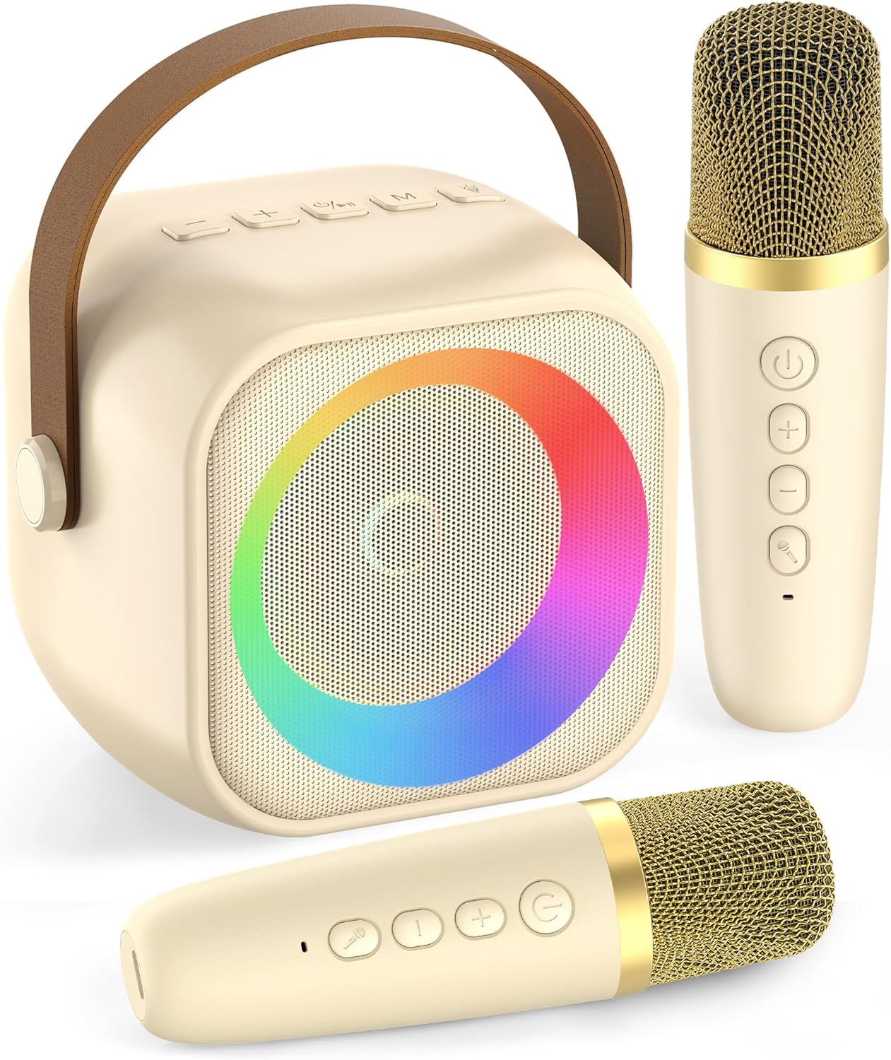 Mini Karaoke Machine：Portable Bluetooth Karaoke Microphone Singing Speaker with 2 Wireless Mic and Light Kids Adults,Christmas Birthday Gifts for Girls Boys Family Home Party(Green)
