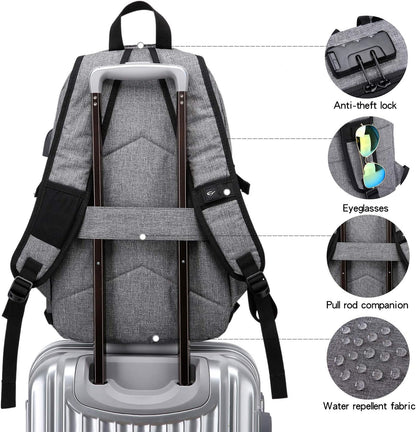 Laptop Backpack,Anti Theft Business Travel Backpack for Men Women Work Bag Slim Laptop Bag with USB Charging Port Lock,Durable Water Resistant Computer Bag Fits 15.6 Inch Laptop Notebook,Black