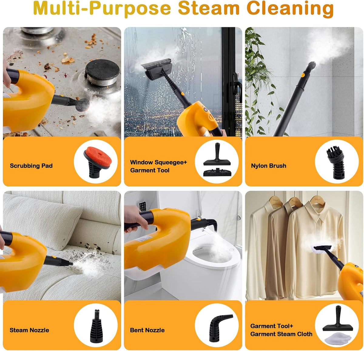 All-in-one Steam Mop Floor Cleaning with 23FT Cord, 12OZ Removable Tank