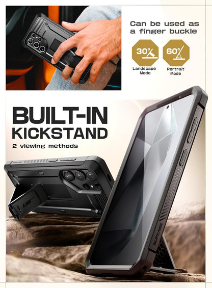 SUPCASE Unicorn Beetle Pro Case for Samsung Galaxy S23 Ultra 5G (2023), [Extra Front Frame] Full-Body Dual Layer Rugged Belt-Clip & Kickstand Case with Built-in Screen Protector (Black)
