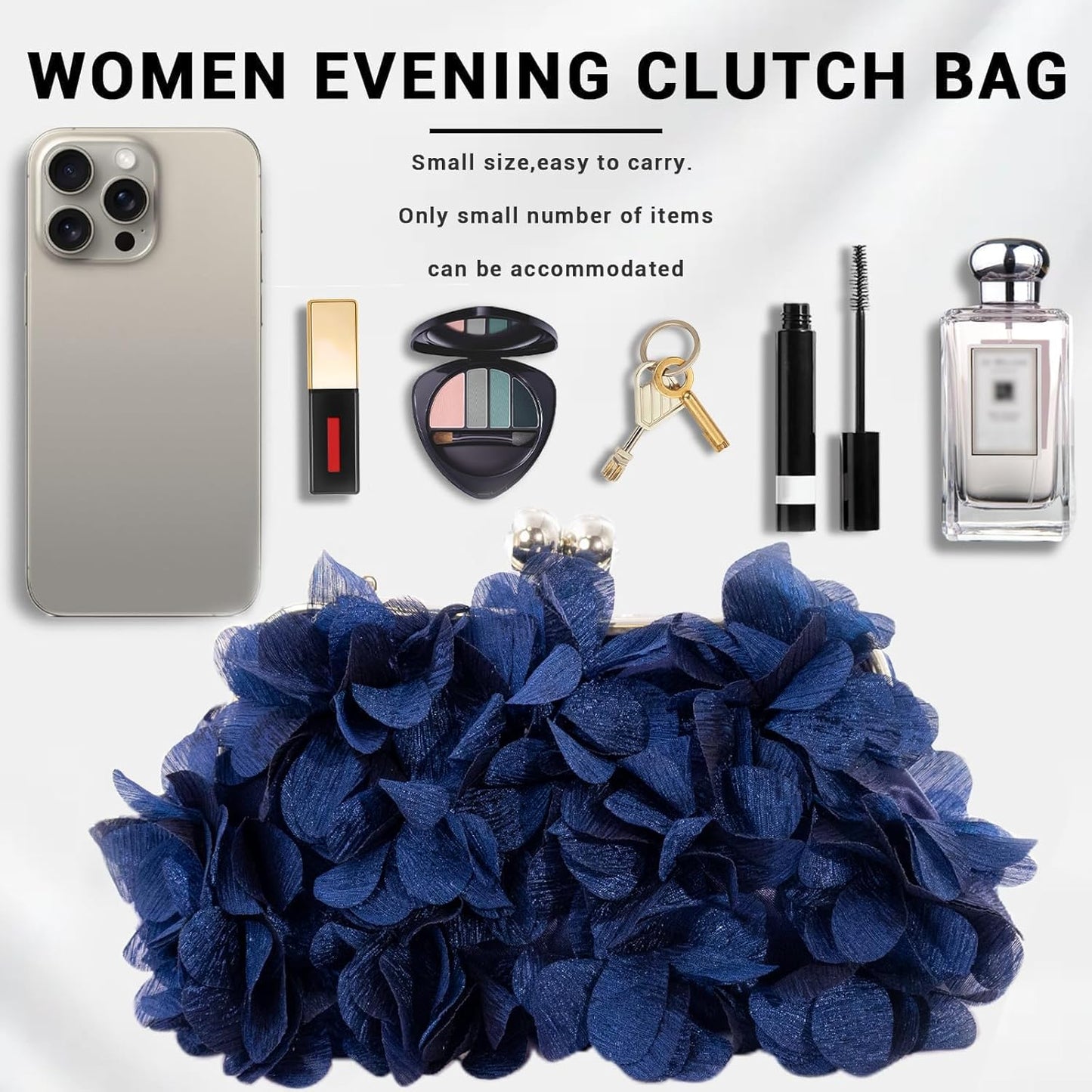 JAMBHALA Clutch Evening Handbags Floral Appliques Small Clutch Purses for Women