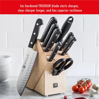 Zwilling J.A. Henckels HI Forged Contour 9 PC Block Set, Black/Silver