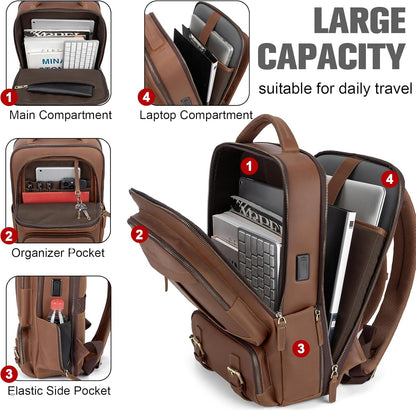 Tzowla Canvas Laptop Backpack Men,Bag for Women,School Travel College Work Rucksack Fits 15.6 Inch Laptop,Bookbag with USB Charging Port,Dark Grey