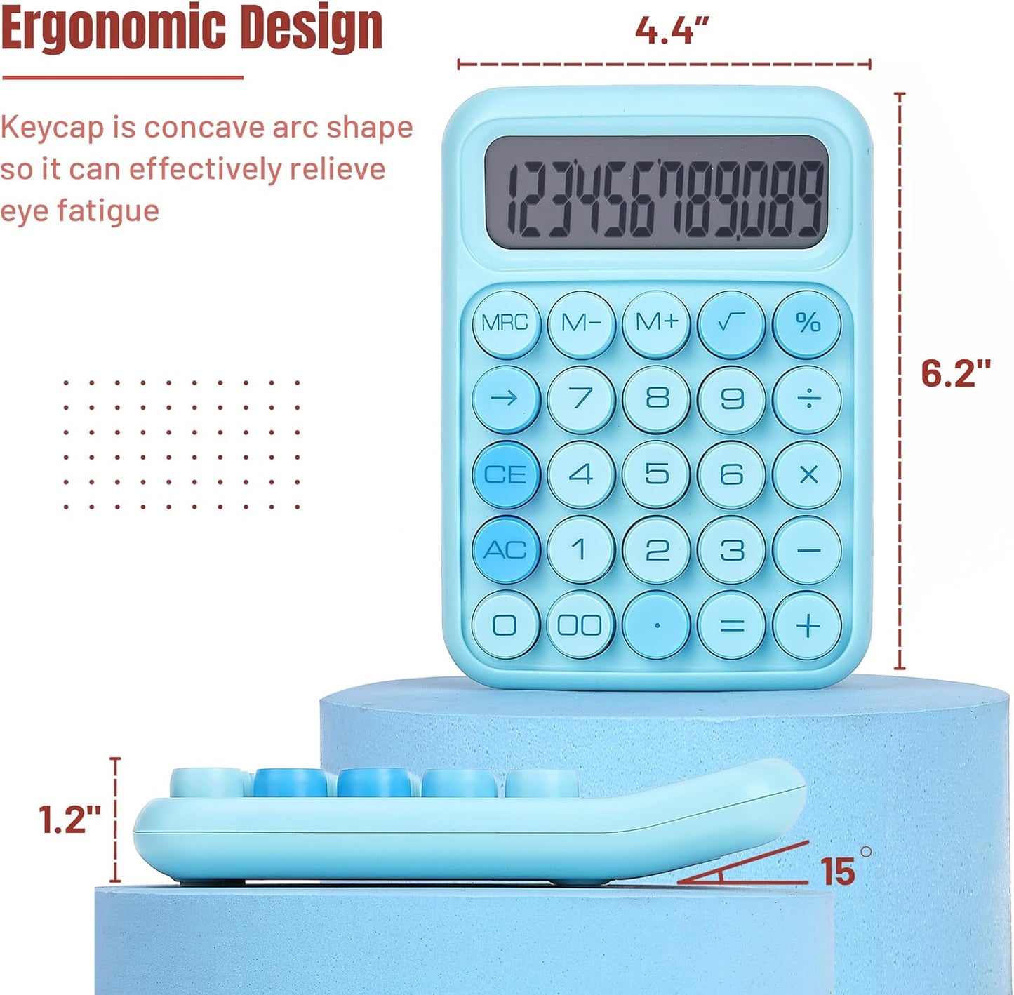 Mr. Pen- Mechanical Switch Calculator, 12 Digits, Large LCD Display, Orange With Big Buttons, Desktop, Cute and Aesthetic Design