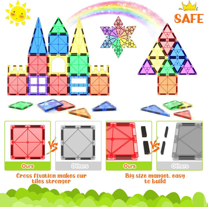 Magnetic Tiles Kids Toys STEM Magnetic Blocks Building Magnet Toy 40PCS