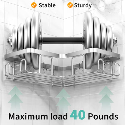 MOFOROCO 3-Pack Shower Caddy Corner Basket Shelf with Soap Holder, No Drilling Traceless Adhesive Shower Wall Shelves, Black Bathroom Shower Storage Organizer（ for 90-Degree Right-Angle Walls）