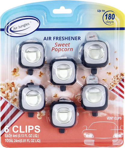 Air Jungles New Car Scent Car Air Freshener Clip, 6 Car Freshener Vent Clips, 4ml Each, Long Lasting Air Freshener for Car, Up to 180 Days Car Refresher Odor Eliminator