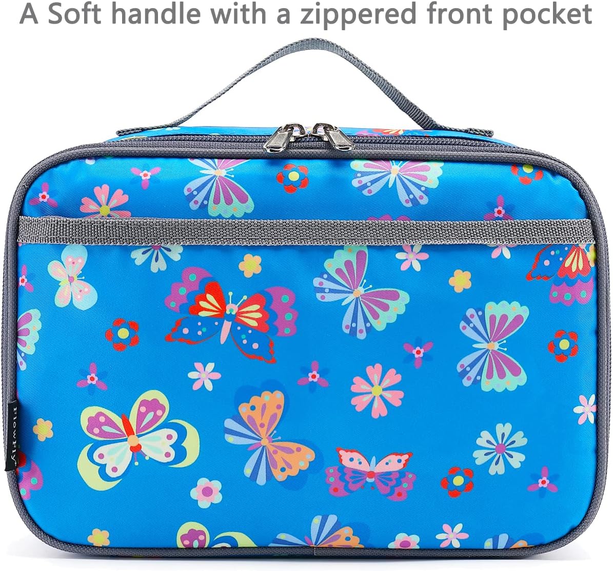 FlowFly Kids Lunch Box Insulated Soft Bag Mini Cooler Back to School Thermal Meal Tote Kit for Girls, Boys, Black