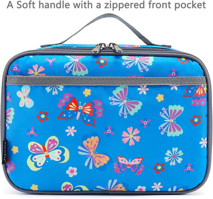 FlowFly Kids Lunch Box Insulated Soft Bag Mini Cooler Back to School Thermal Meal Tote Kit for Girls, Boys, Black
