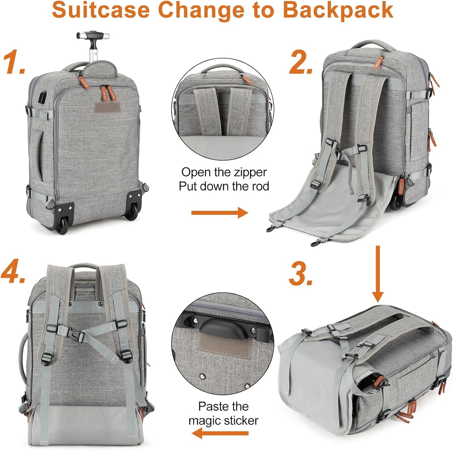 Lumesner Carry on Backpack, Extra Large 40L Flight Approved Travel Backpack for Men & Women