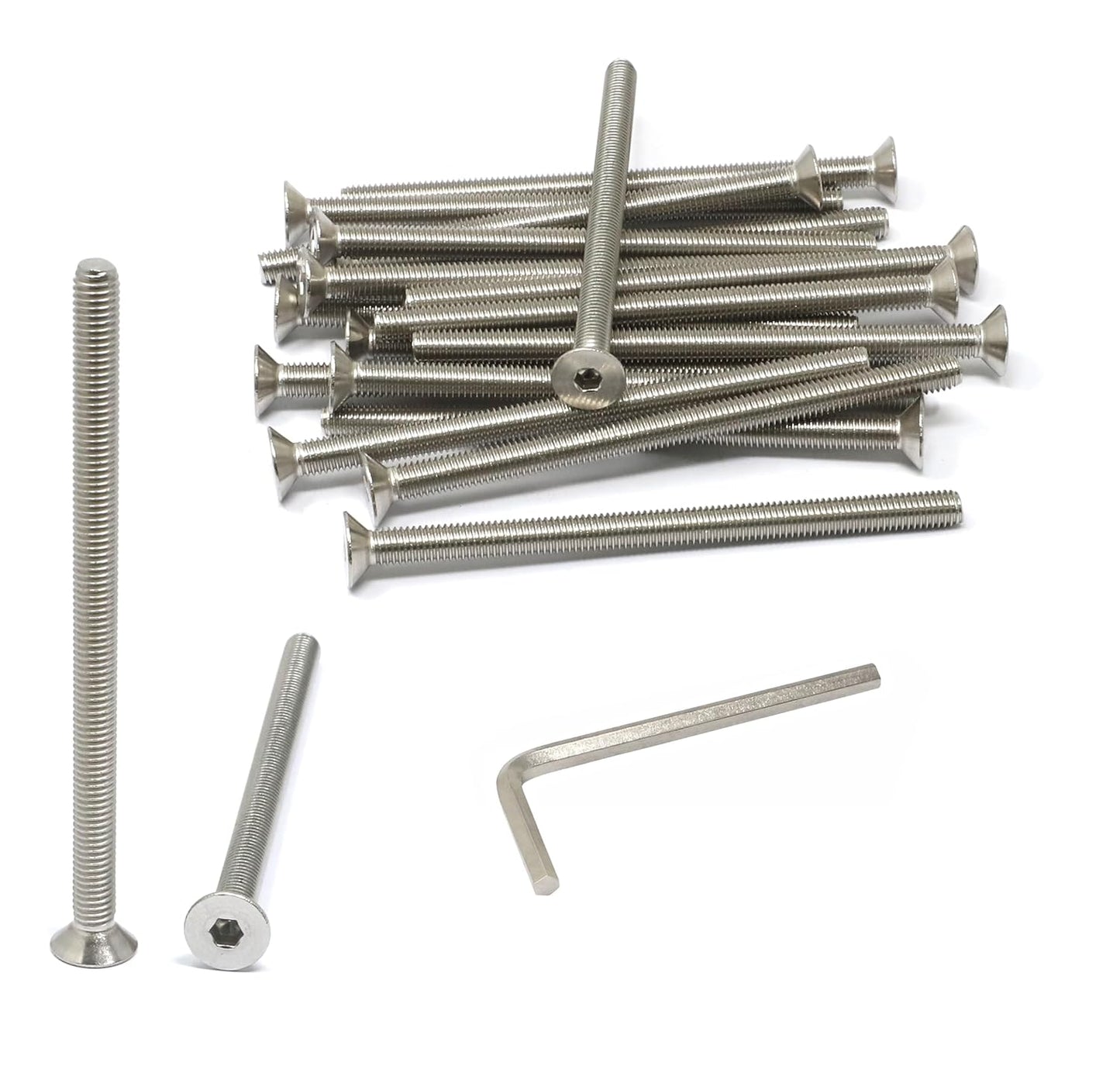 iexcell 5 Pcs M8 x 80mm Thread Pitch 1.25 mm Stainless Steel 304 Hex Socket Flat Head Cap Screws Bolts Kit