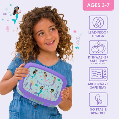 Bentgo Kids Prints (Unicorn) - Leak-Proof, 5-Compartment Bento-Style Kids Lunch Box - Ideal Portion Sizes for Ages 3 to 7 - BPA-Free and Food-Safe Materials