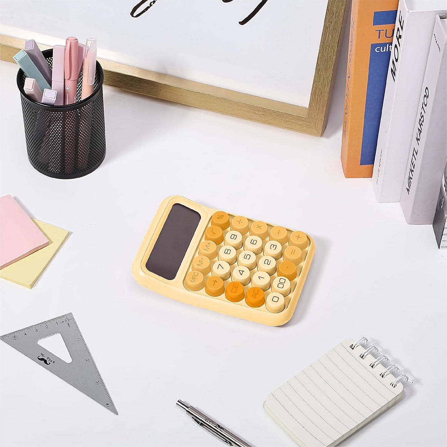 Mr. Pen- Mechanical Switch Calculator, 12 Digits, Large LCD Display, Orange With Big Buttons, Desktop, Cute and Aesthetic Design