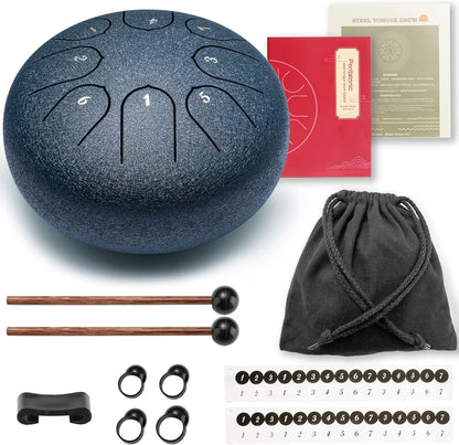 Lronbird Steel Tongue Drum Percussion, 6 Inch 8 Notes Musical Instruments, Music Gifts for Family Friends (Malachite)