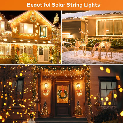 OHLUX 3 Pack Solar Lights Outdoor, Total 300LED Dusk to Dawn Solar Fairy Lights Waterproof, 8 Modes Copper Solar Christmas Lights for Outdoor Patio Garden Wedding Tree(Warm White)