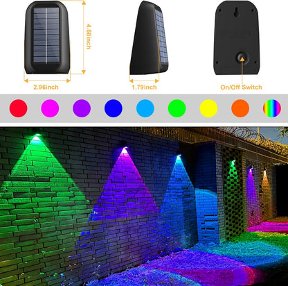 16 Pack Solar Fence Lights Outdoor 8 Colors,Bright Deck Lights Solar Outdoor Waterproof,LED Solar Lights for Backyard, Patio, Deck Railing, Step and Wall