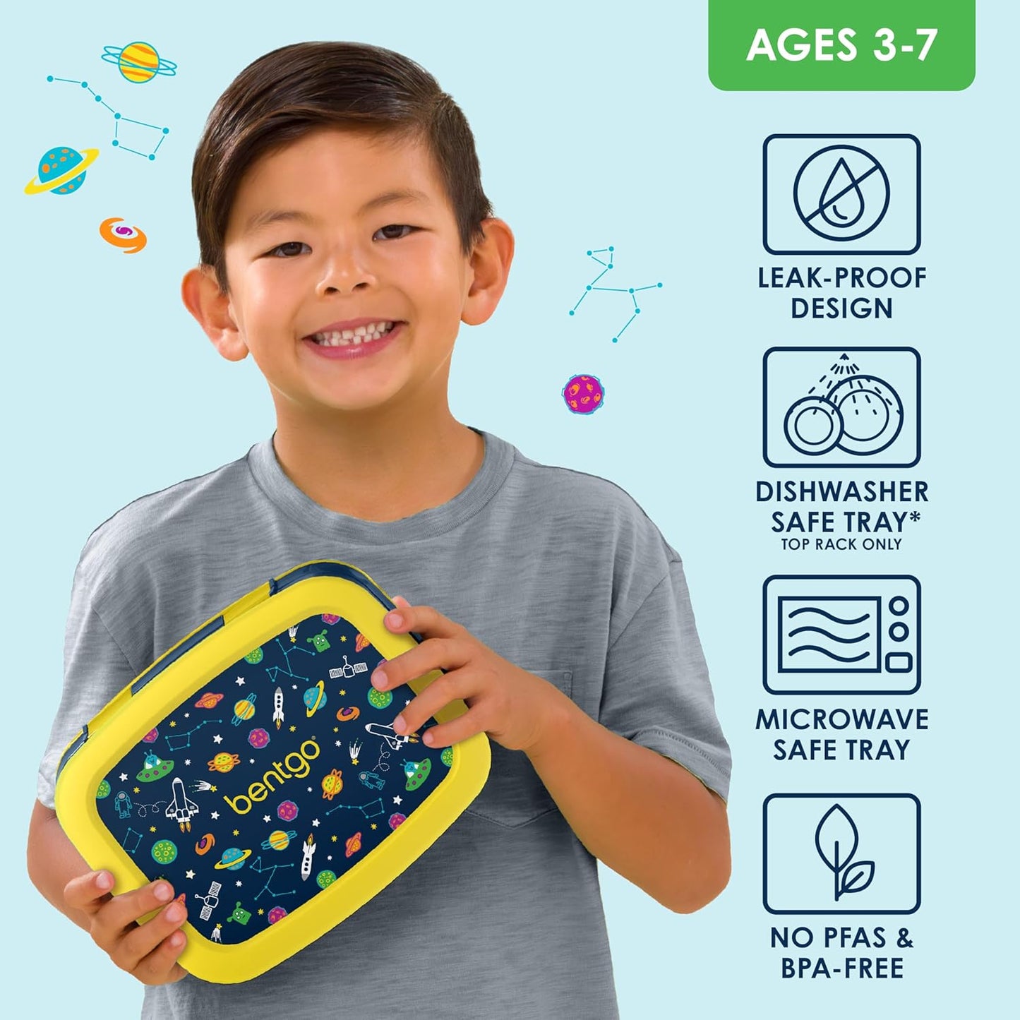Bentgo Kids Prints (Unicorn) - Leak-Proof, 5-Compartment Bento-Style Kids Lunch Box - Ideal Portion Sizes for Ages 3 to 7 - BPA-Free and Food-Safe Materials