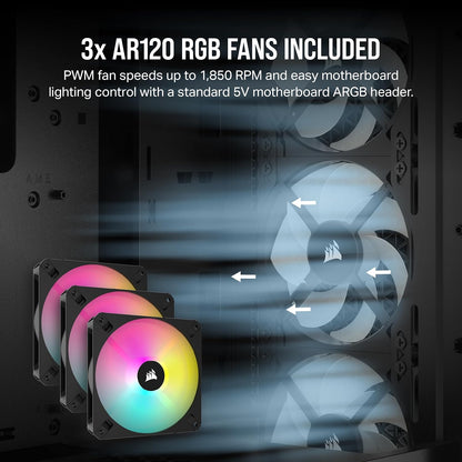 CORSAIR 3000D Airflow Mid-Tower PC Case – 2X SP120 Elite Fans – Four-Slot GPU Support – Fits up to 8X 120mm Fans – High-Airflow Design – Black