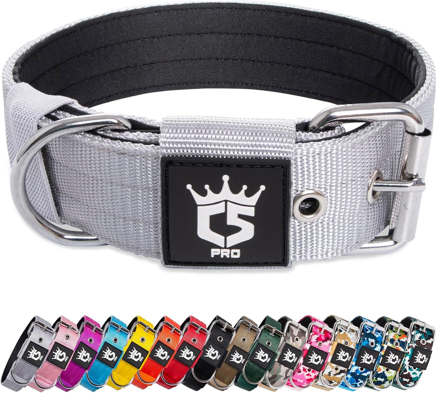 TSPRO Tactical Dog Collar 1.5 inch Wide Dog Collar Military Grade Strong Dog Collar Thick Dog Collar Heavy Duty Metal Buckle Dog Collar(Green-L)