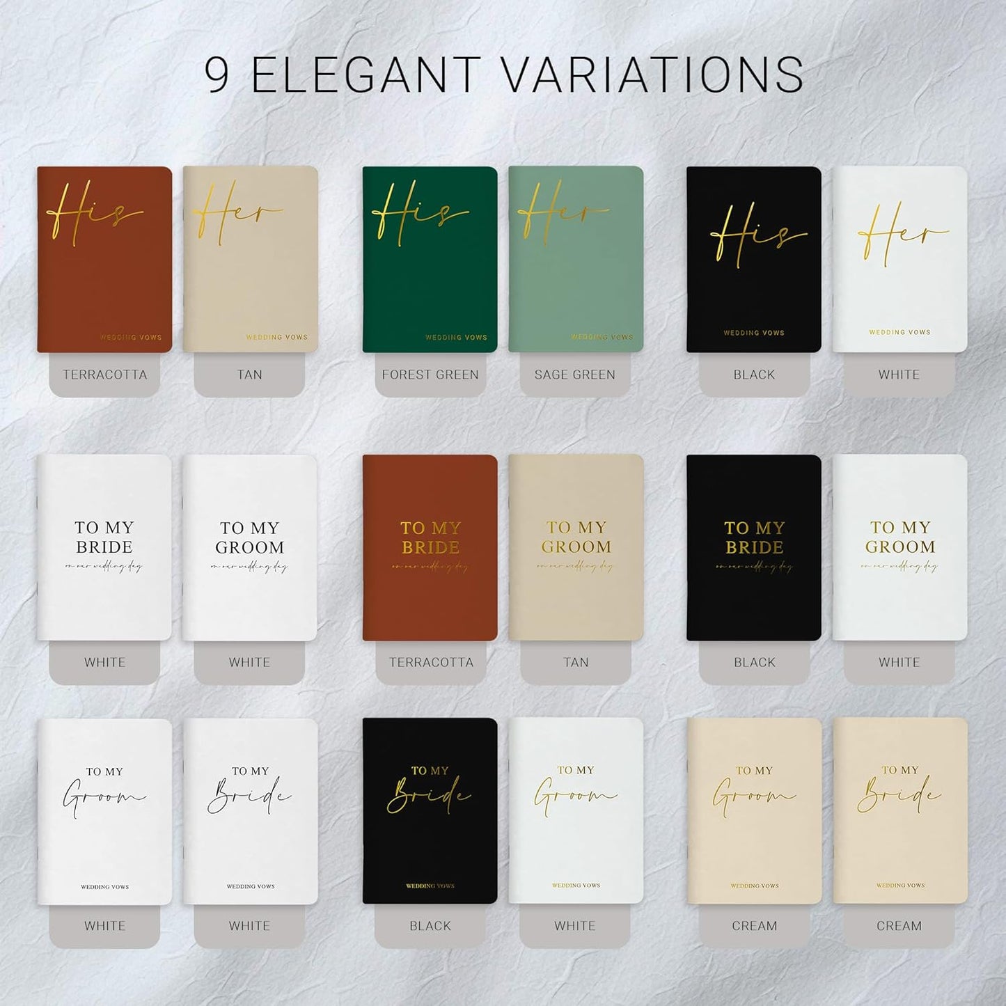 Wedding Vow Books His and Hers, Gold Foil Lettering & Keepsake Sleeve, Wedding Day Essentials, Beautiful His and Hers Gifts for The Bride and Groom (Cream & Cream)