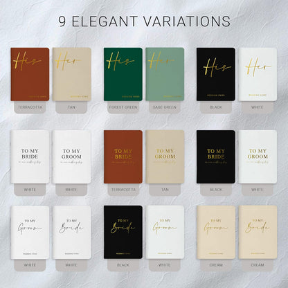 Wedding Vow Books His and Hers, Gold Foil Lettering & Keepsake Sleeve, Wedding Day Essentials, Beautiful His and Hers Gifts for The Bride and Groom (Cream & Cream)