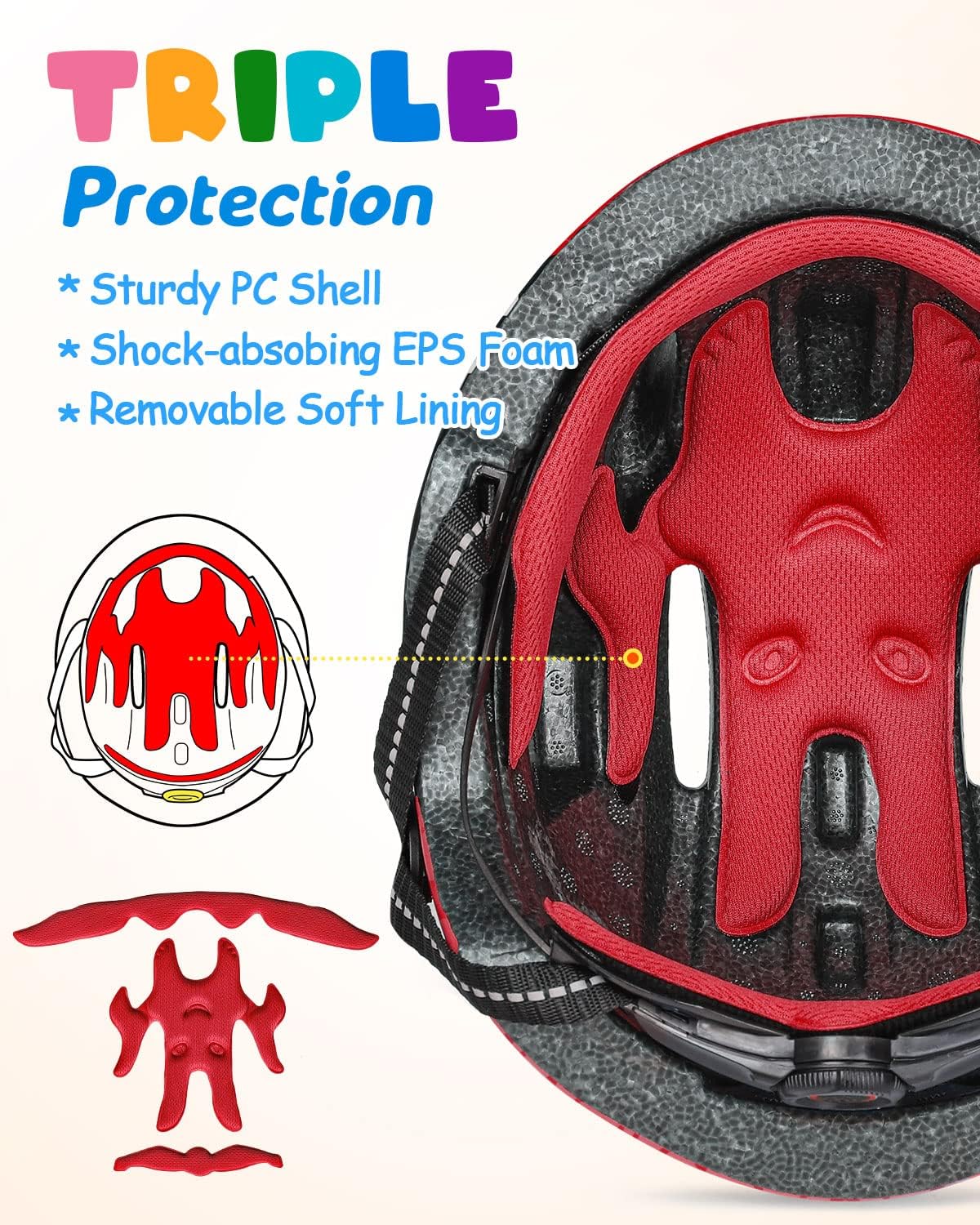 VICTGOAL Kids Bike Helmet for Boys Girls, Lightweight 3D Toddler Bike Helmet Age 3-8, Adjustable Infant Bicycle Helmet for Multi-Sport Scooter Cycling Skateboard