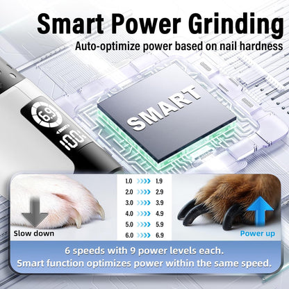 Casfuy Smart 6 Speed Dog Nail Grinder - Pet Nail Grinder with 2 LED Lights Super Quiet Rechargeable Electric Dog Nail Trimmer File Toenail Grinder for Large Medium Small Dogs (Red)