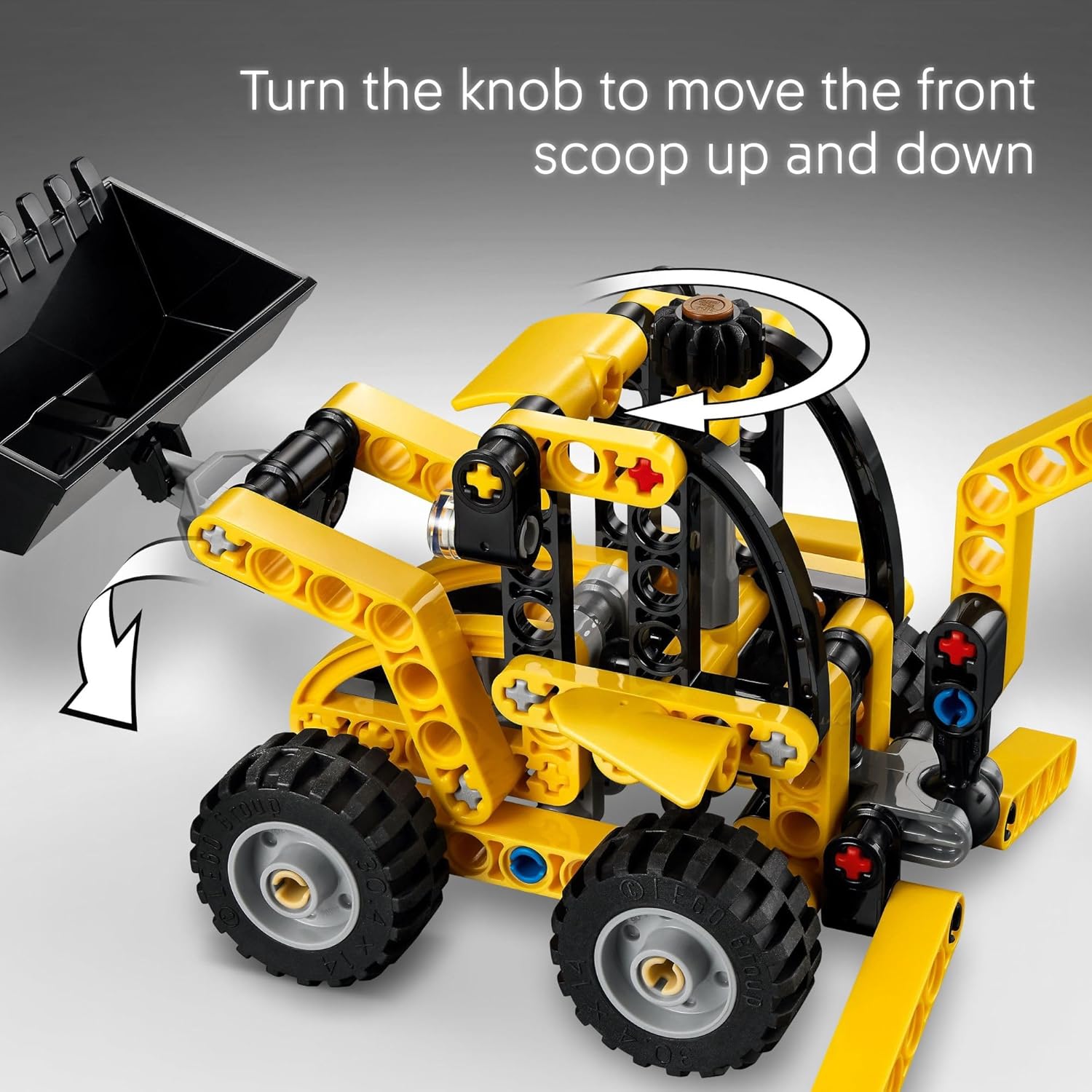 Construction Backhoe Loader Building Toy for Kids Ages 7+, Educational Construction Vehicle Playset with Working Scoop and Digger - PuriLite