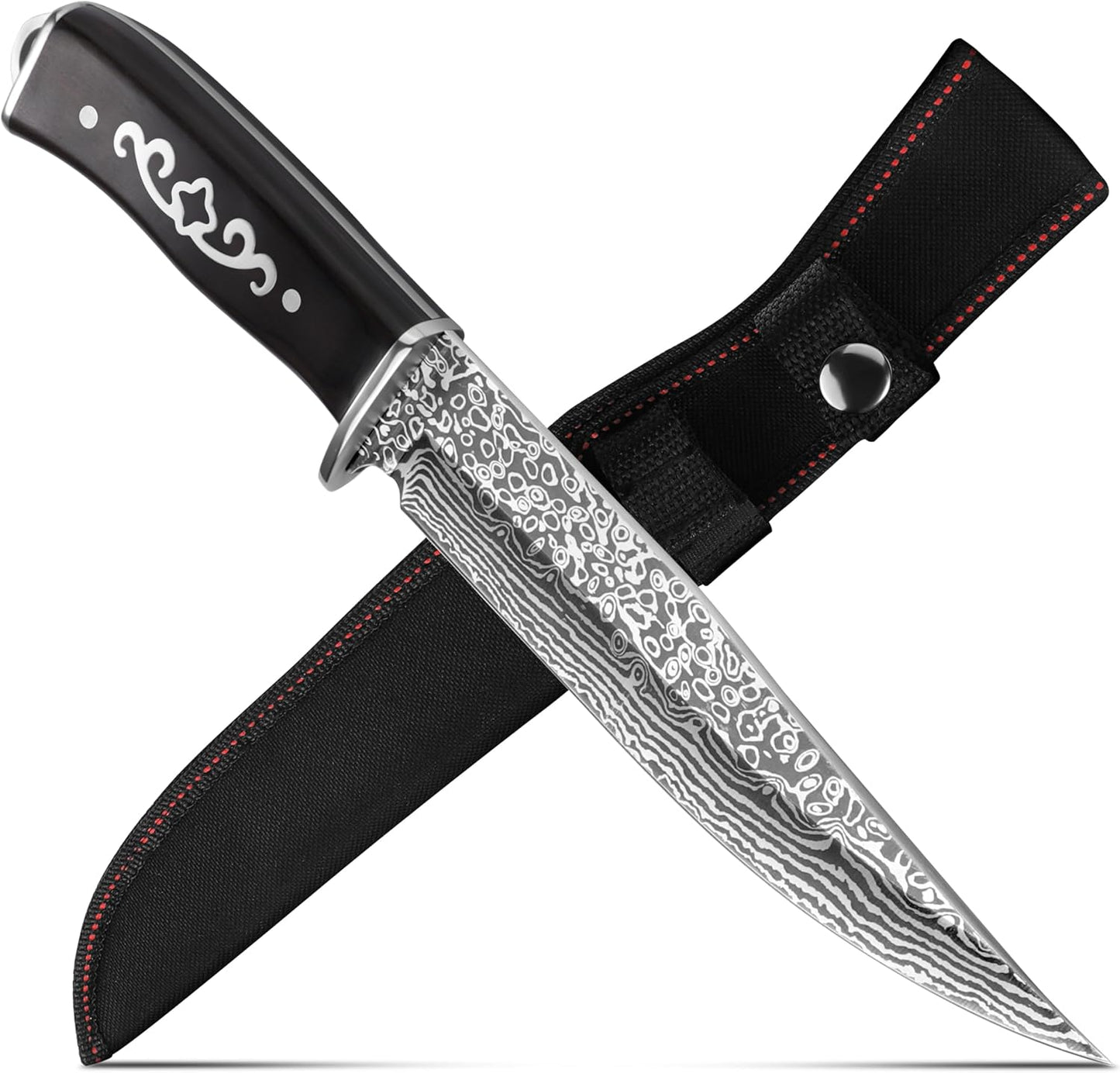 Hunting Knife with Sheath Camping Knife: Fixed Blade Outdoor Knives for Men - 17.5cm Sharp Blade Full Tang Bushcraft Knives for Survival