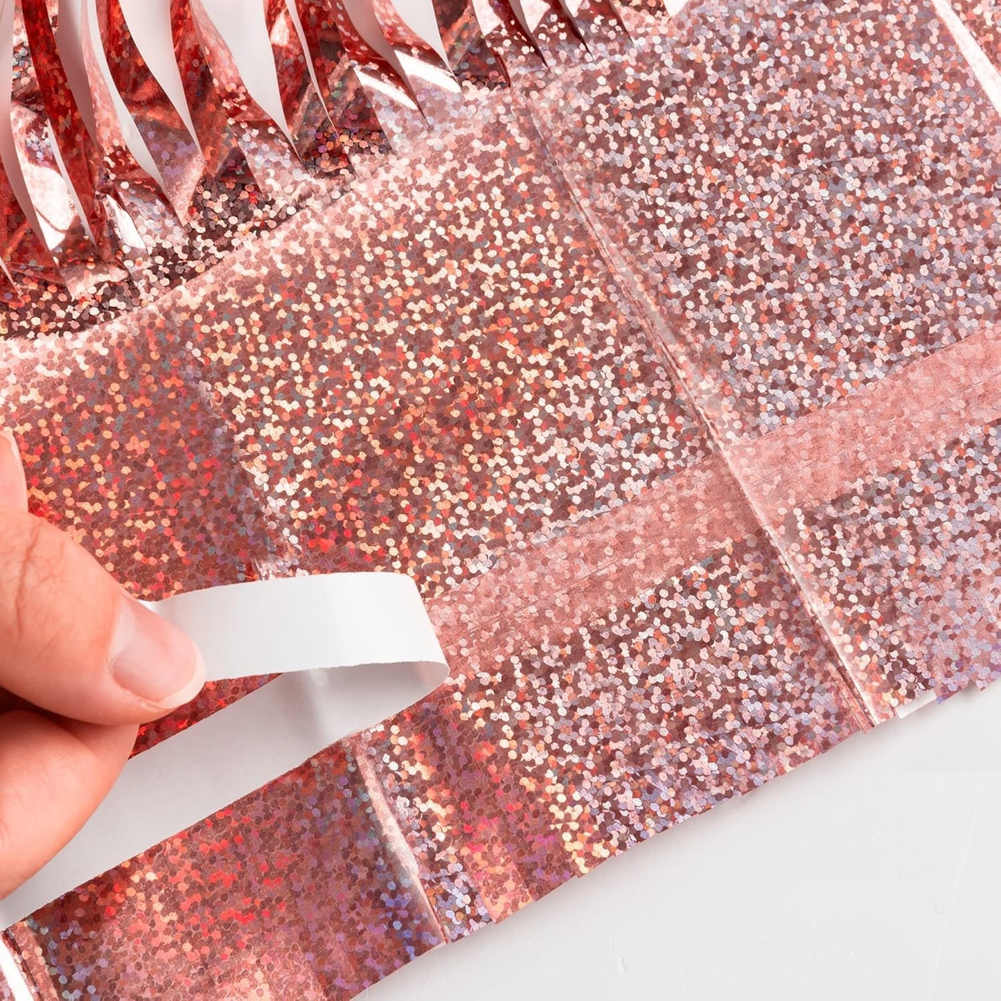 BRAVESHINE Pink Glitter Tinsel Foil Fringe Curtain - 2 Pcs 3.2x8.2 ft Metallic Party Supplies Photo Backdrop for Girl Princess Birthday Unicorn Bachelorette Butterfly Bridal Shower Party Decorations