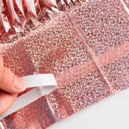 BRAVESHINE Pink Glitter Tinsel Foil Fringe Curtain - 2 Pcs 3.2x8.2 ft Metallic Party Supplies Photo Backdrop for Girl Princess Birthday Unicorn Bachelorette Butterfly Bridal Shower Party Decorations