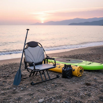 SM SunniMix Rotatable Kayak Seat Featuring Aluminum Construction Paddleboards Swivel Chair With Mesh Armrest Ergonomic Support Wide Base Suitable for Outdoor Boating Fishing Paddling