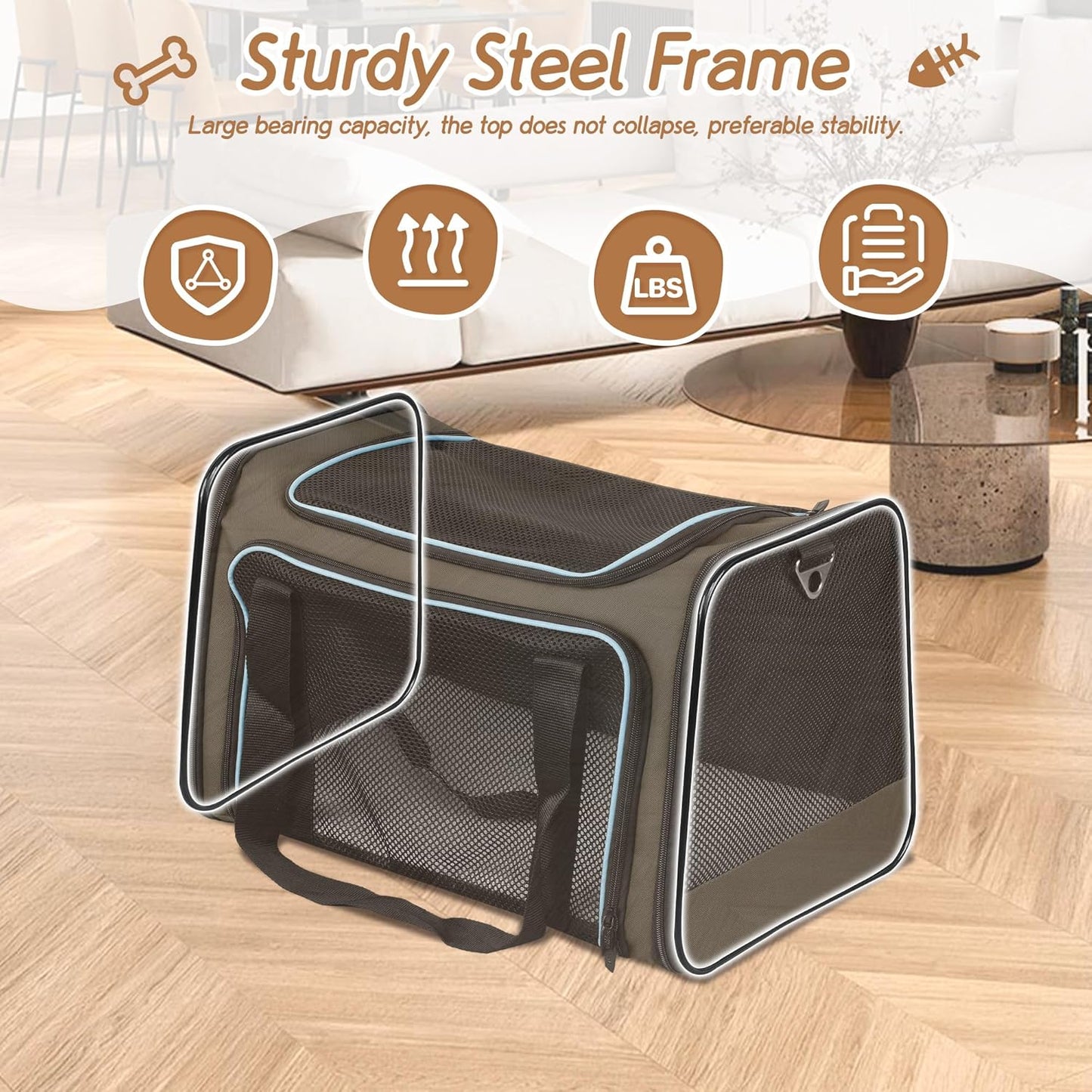 X-ZONE PET Airline Approved Pet Carriers,Soft Sided Collapsible Pet Travel Carrier for Medium Cats and Puppy
