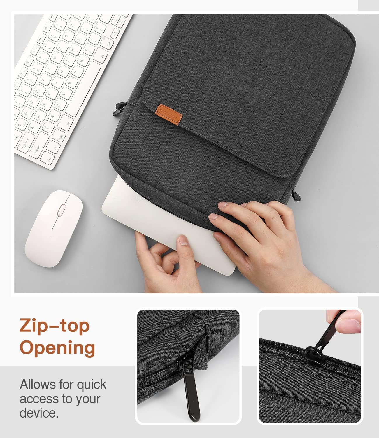MoKo 13.3-14 Inch Laptop Sleeve Bag Fits MacBook Pro M3/M2 14" 2023, MacBook Pro 13" M2, New MacBook Air 13.6" M3/M2 2024/2022,Tab S8 Ultra 14.6",Handle Carrying Case with Shoulder Strap, Black & Gray - PuriLite