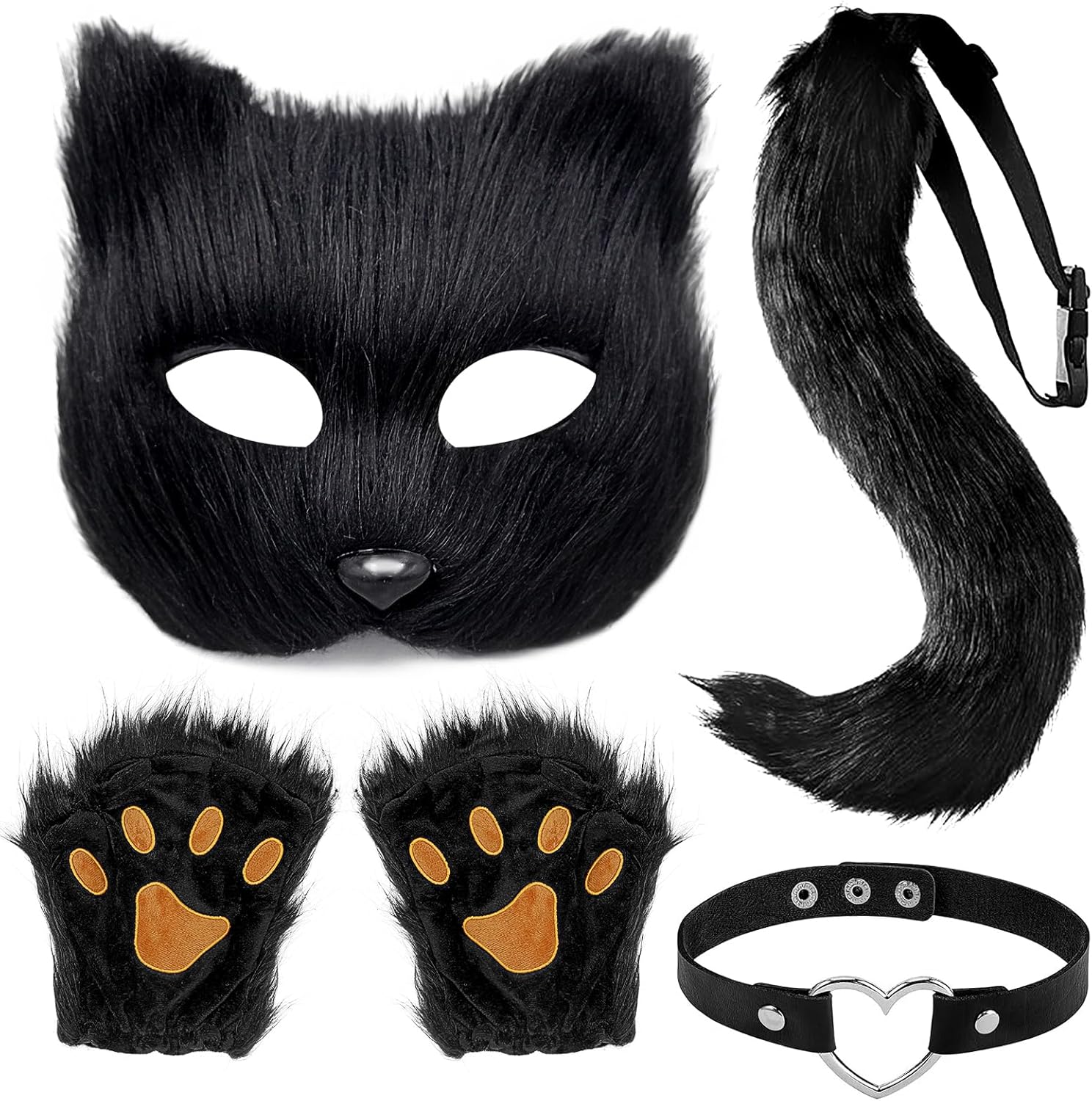 Therian Mask and Tail Set Furry Fox Mask Therian Fox Tail Halloween Set - PuriLite