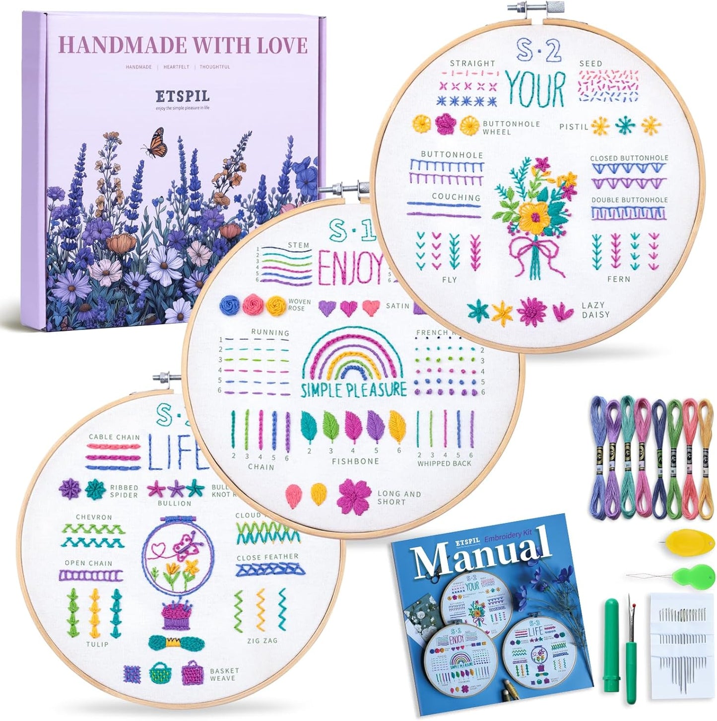 Purilite Select 3 Pack Beginner Embroidery Kits