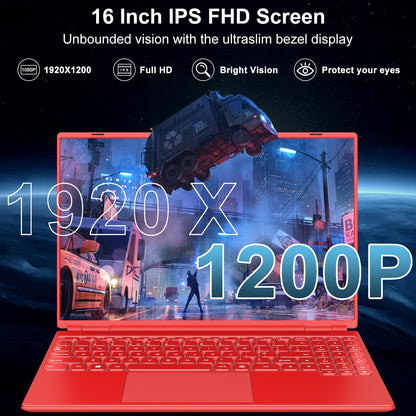 NOTODD Laptop 16" 12GB LPDDR4 512GB SSD Celeron N5095 Up to 2.9Ghz Quad-Core Win 11 PC 1920*1200 2K Screen Dual WIFI Support 2.5" HDD 1TB SSD Expand with Cooling Fan Numeric Keypad for Business-Blue