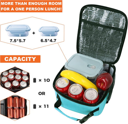 Lunch Box for Men Women Adults Small Lunch Bag for Office Work Picnic - Reusable Portable Lunchbox, Black