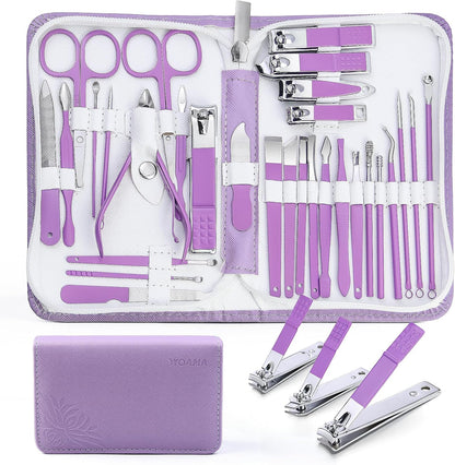 WOAMA Manicure Set 30 in 1 Nail Clipper Set Nail Kit for Women Men Stainless Steel Manicure Kit Professional with Travel Case