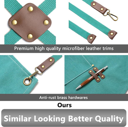 CONTAIL Chef Apron for Men Women,Canvas Aprons with Pockets-Cross Back Kitchen Apron for Cooking Grilling Baking BBQ Barber