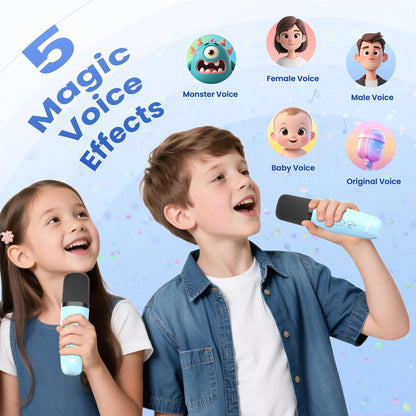 Karaoke Machine for Kids Adults, Portable Bluetooth Mini Karaoke Microphone Singing Speaker Karaoke Player with 2 Wireless Mic Toys for All Smartphones,Birthday, Family,Home Party (Purple)