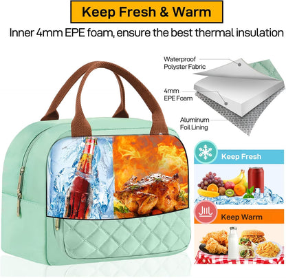 HOMESPON Lunch Bag for Woman Man Adults with Front Pocket Insulated Lunch Tote Lunch Box Container for Work Picnic or Travel(Black)