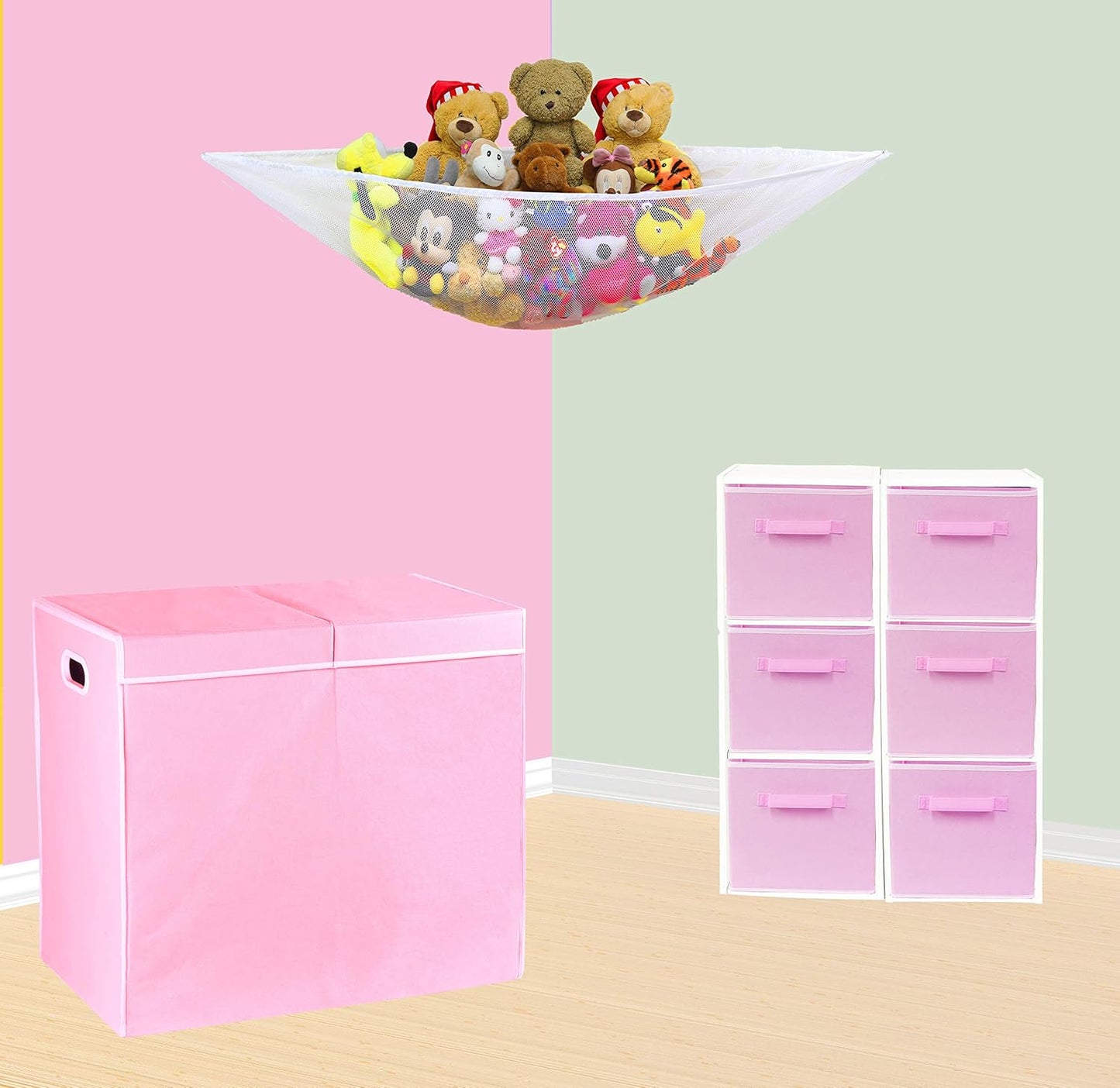 SimpleHouseware Double Laundry Hamper with Lid and Removable Laundry Bags, Beige