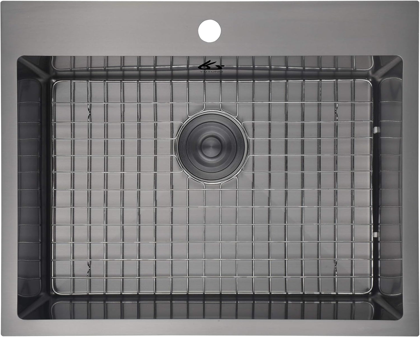 Yutong 16" x 20" Top-Mount/Drop in SS304 Stainless Steel Kitchen Black Sink Single Bowl Without Grid