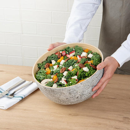 Restaurantware-Bambuddha 51 Ounce Extra Large Salad Bowl, 1 Heavy-Duty Round Salad Bowl - Sustainable, Reusable, Blue Bamboo Serving Dish, for Serving Salads, Fruits, and Appetizers