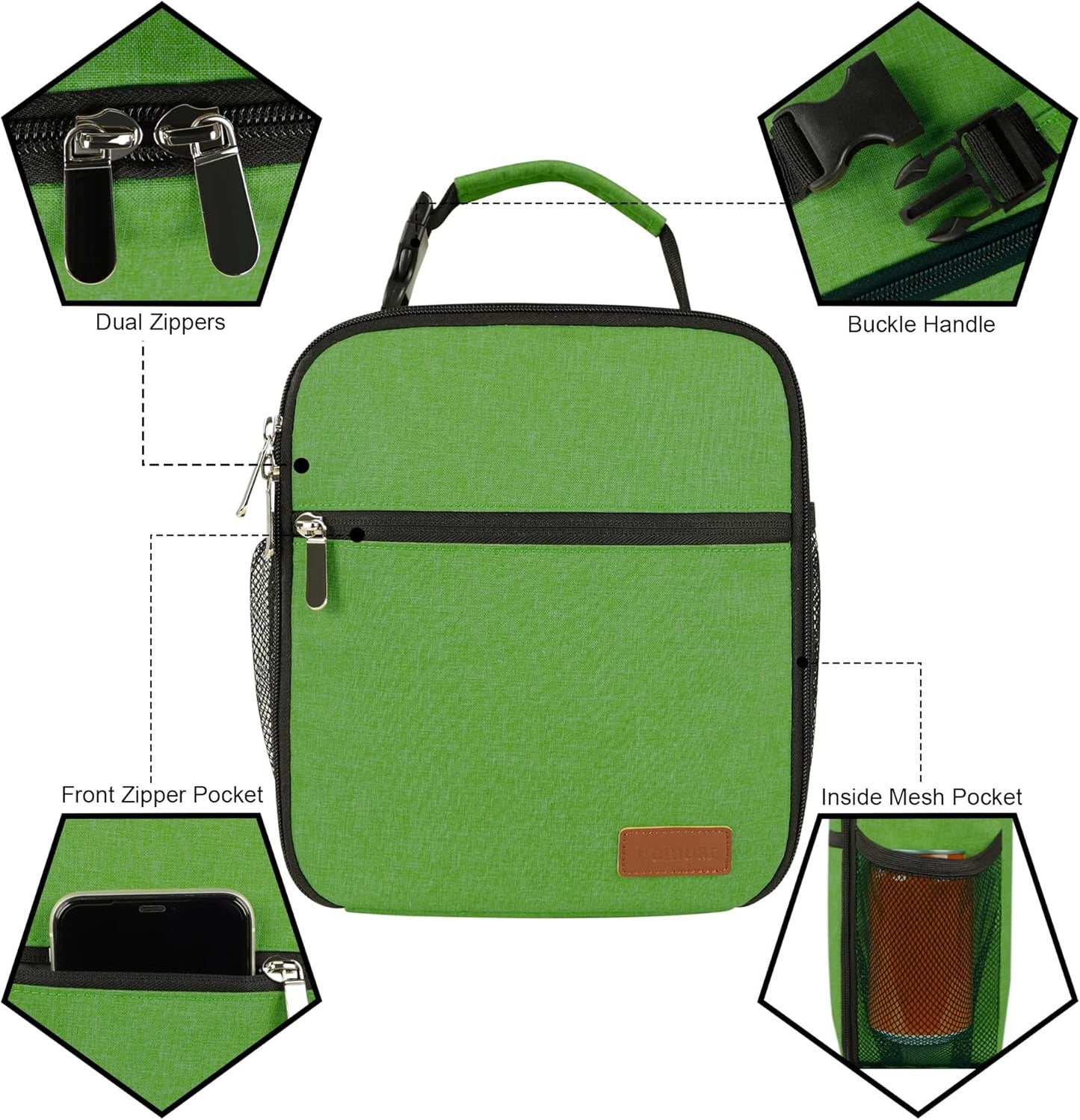 Lunch Box for Men Women Adults Small Lunch Bag for Office Work Picnic - Reusable Portable Lunchbox, Black