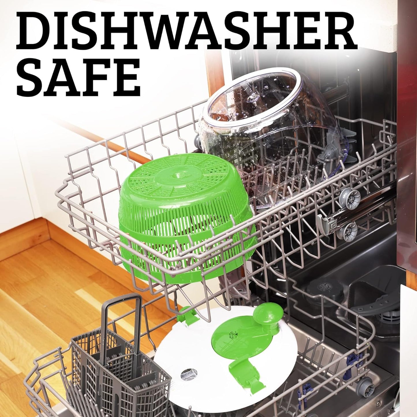 Zulay Kitchen Salad Spinner Large 5L Capacity - Manual Lettuce Spinner with Secure Lid Lock & Rotary Handle - Easy to Use Salad Spinners with Bowl, Colander & Built-in Draining System (Green)