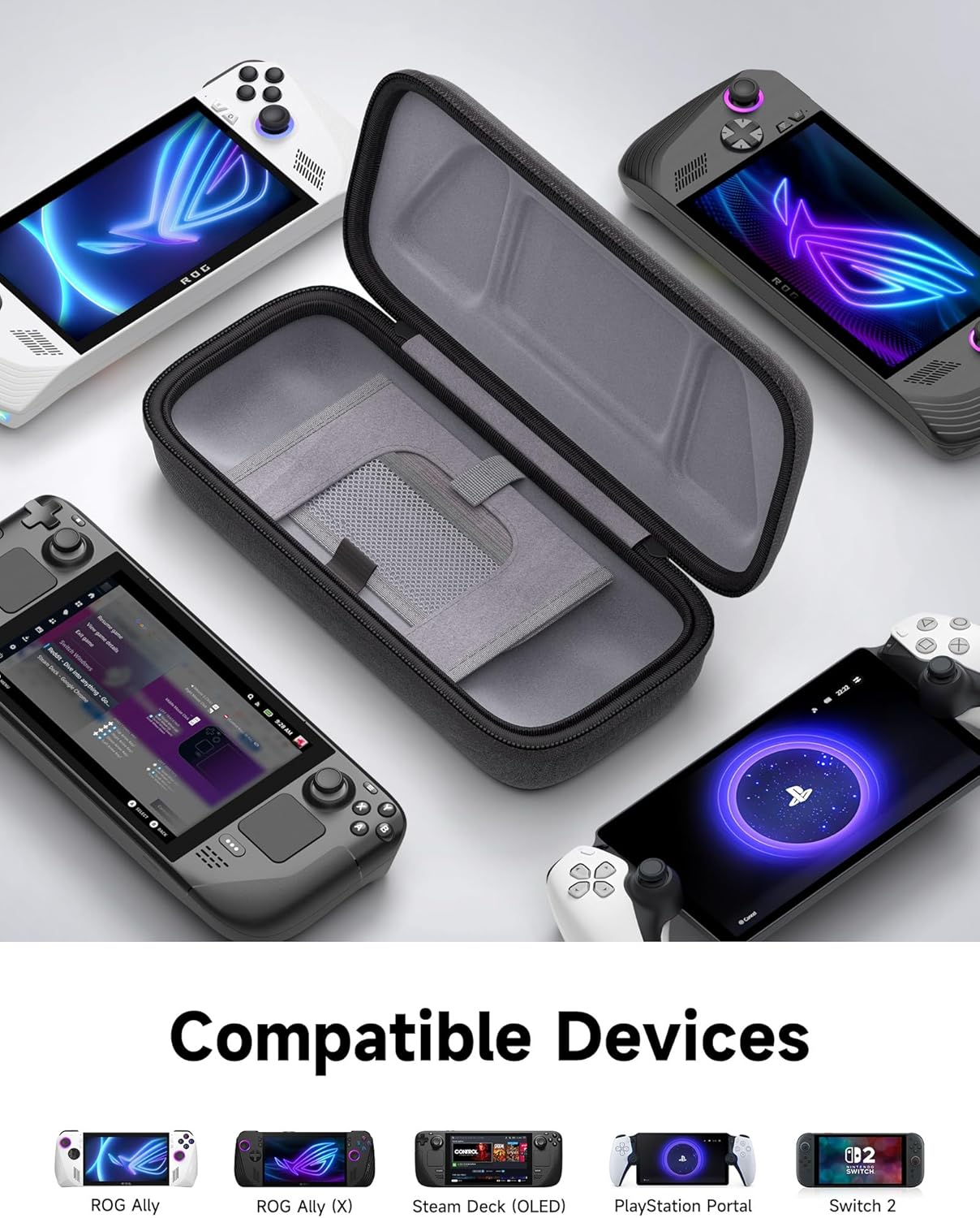 JSAUX Carrying Case Compatible with Steam Deck, Protective Hard Shell Carry Case Built-in Charger & Docking Station Storage(Upgrade), Portable Travel Case for Steam Deck Console & Accessories-BG0106A